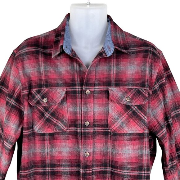 Jachs Mens XL Heritage Brawny Flannel Shacket Heavy Shirt Tartan Plaid Jacket - Picture 4 of 15